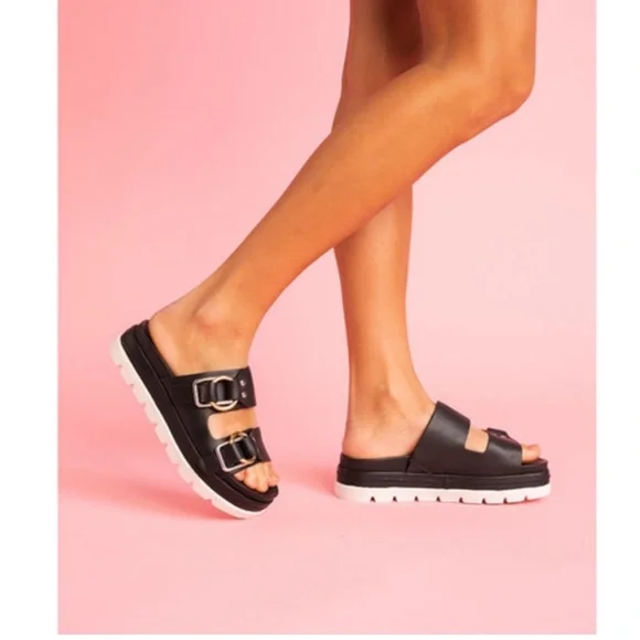 NWT J/SLIDES BAHA Black Leather Sandal - Picture 6 of 16